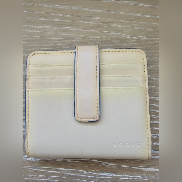 Lodis Leather Butter Yellow Blue Interior Small Wallet Card Wallet - Picture 1 of 4